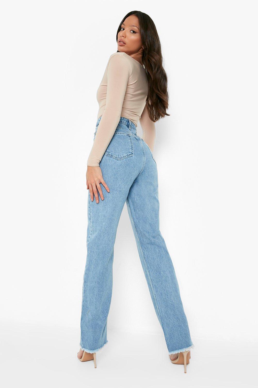 Womens jeans best sale frayed hem